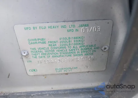 2004 Subaru Forester 2.5X z USA, uszkodzony, nr VIN JF1SG63664H720309